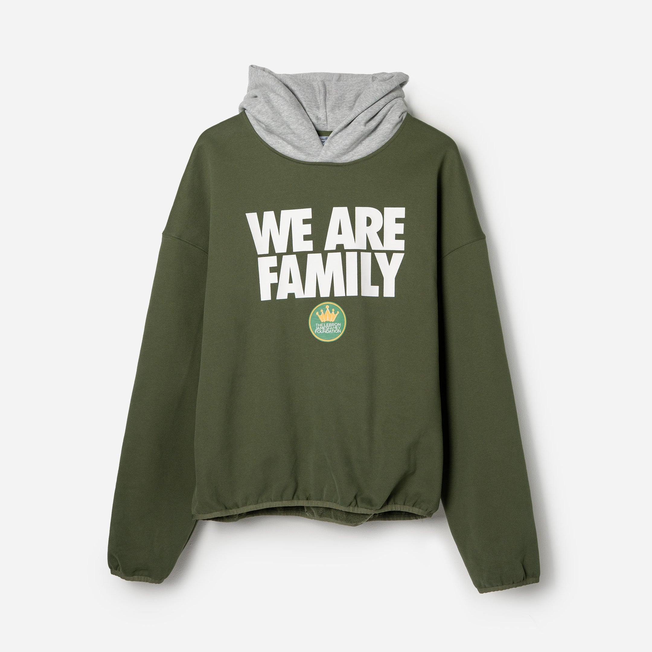 Two-Tone We Are Family Hoodie (Green & Grey)
